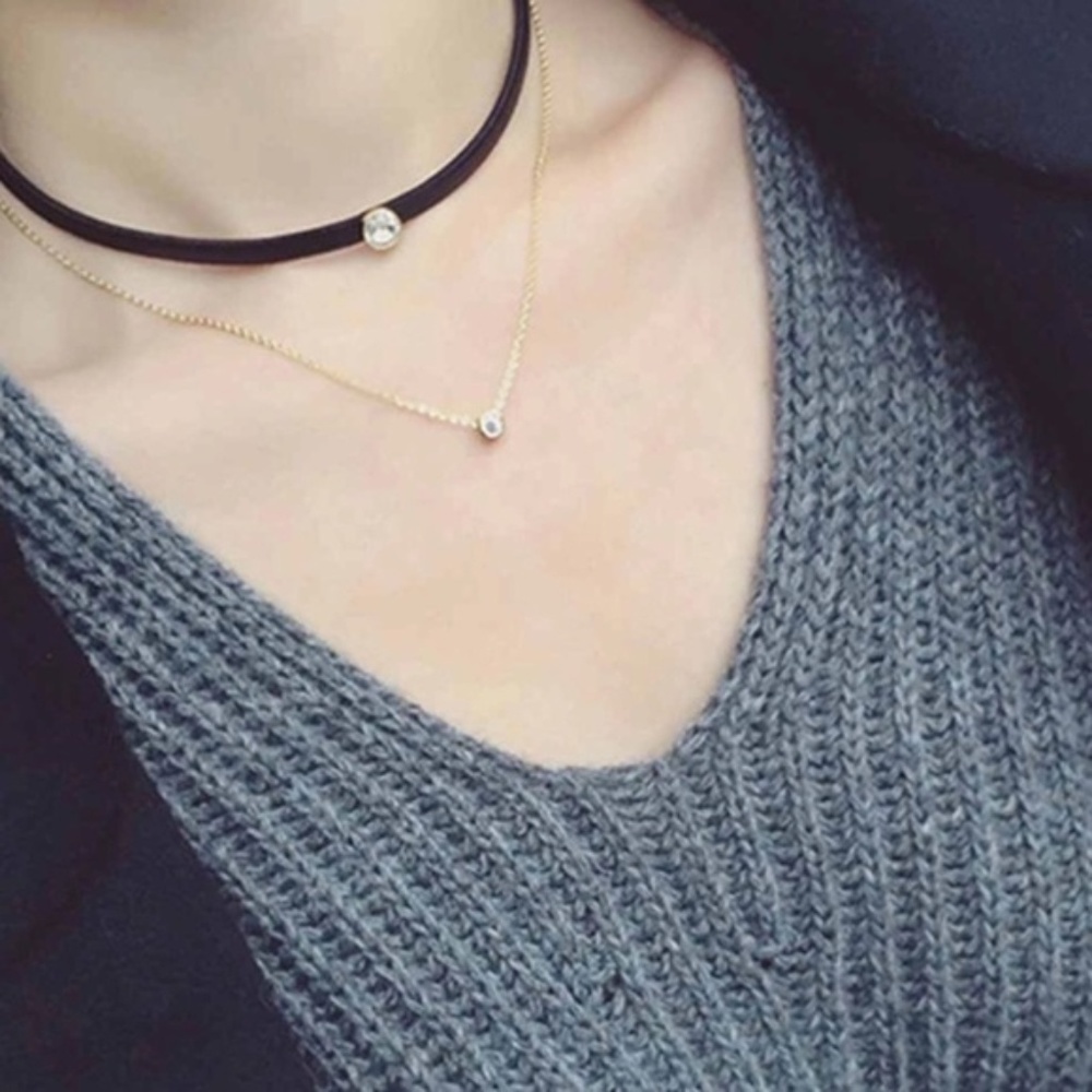 Leather Layered Choker Necklace